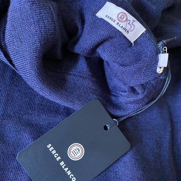 Serge Blanco Mens size M navy turtleneck - Picture 3 of 6
